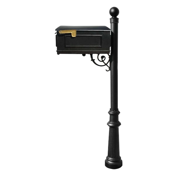 Qualarc Mailbox w/fluted base and ball finial (no address plates or numbers) LM-804-LPST-BL - main